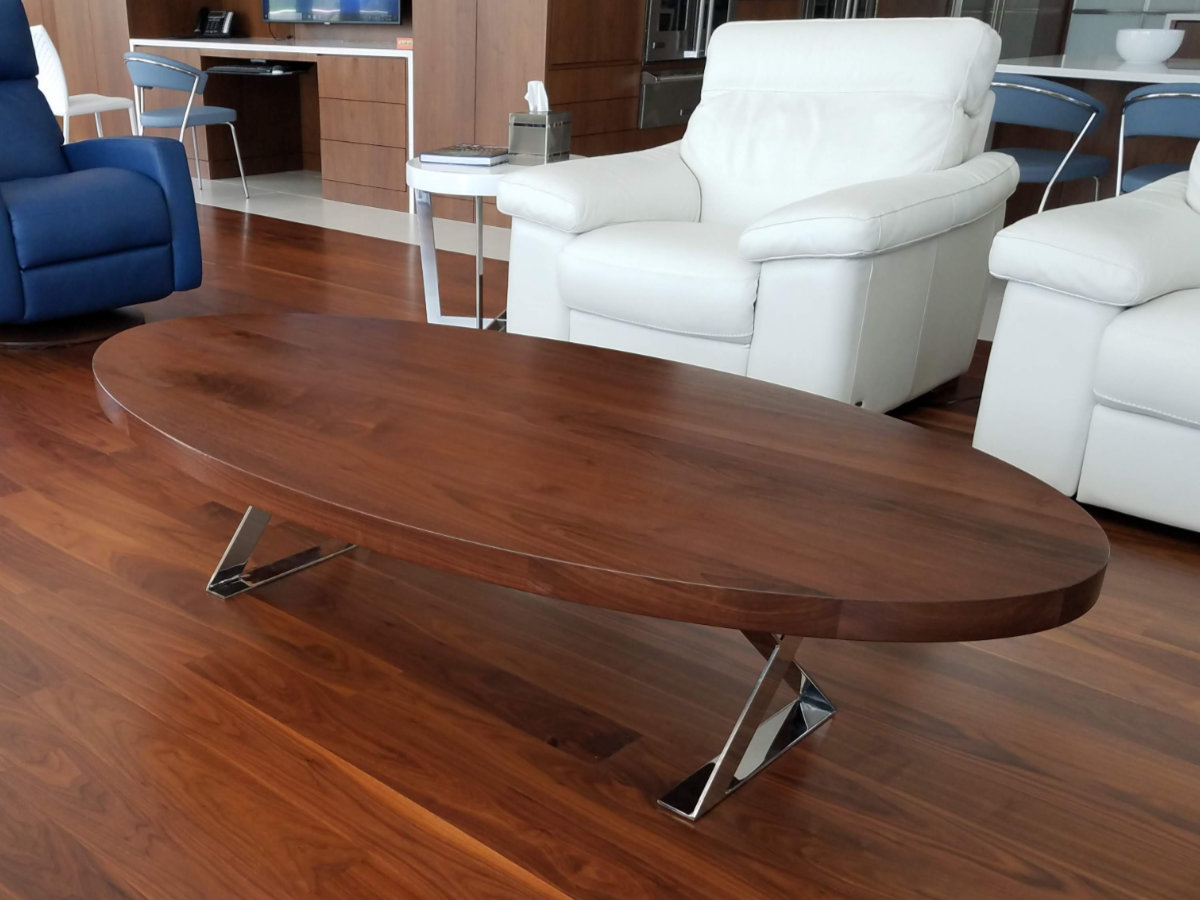 Walnut oval coffee table